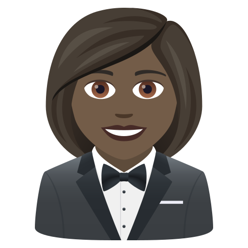 Woman In Tuxedo: Dark Skin Tone on JoyPixels