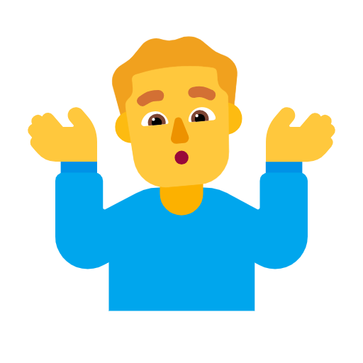 Man Shrugging on Microsoft Fluent