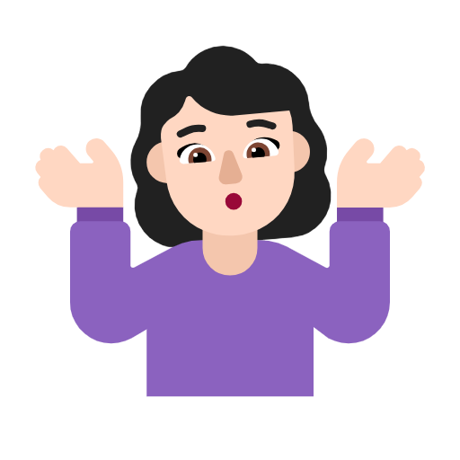 Woman Shrugging: Light Skin Tone on Microsoft Fluent