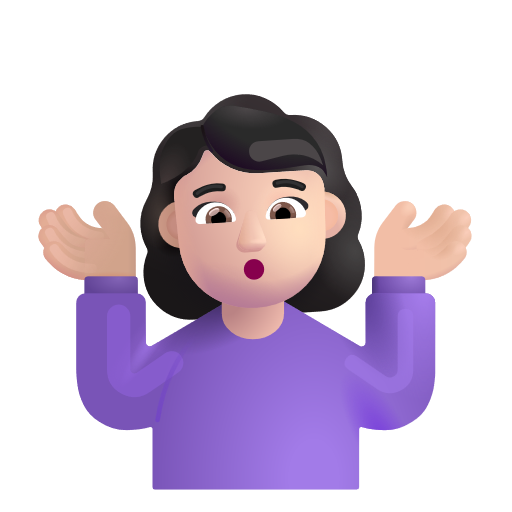 Woman Shrugging: Light Skin Tone on Microsoft 3D