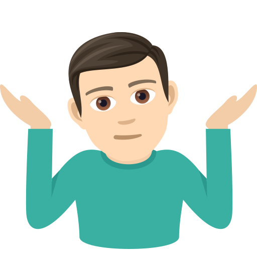 Man Shrugging: Light Skin Tone on JoyPixels