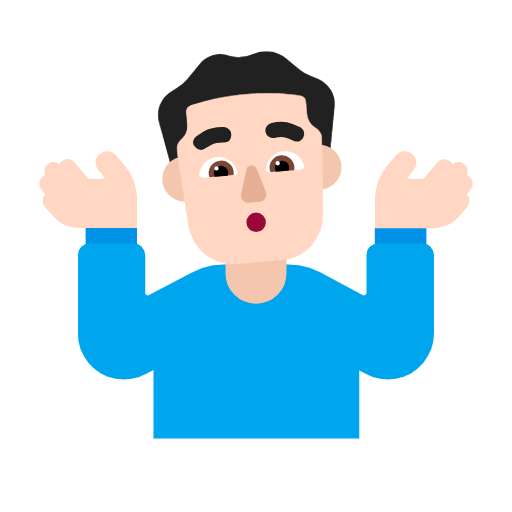 Man Shrugging: Light Skin Tone on Microsoft Fluent