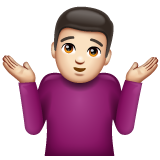 Man Shrugging: Light Skin Tone on WhatsApp