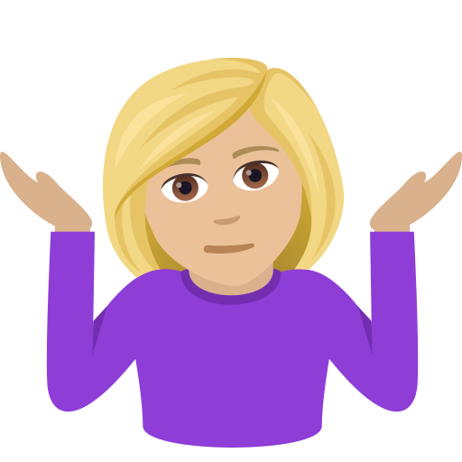 Woman Shrugging: Medium-Light Skin Tone on JoyPixels