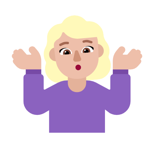 Woman Shrugging: Medium-Light Skin Tone on Microsoft Fluent