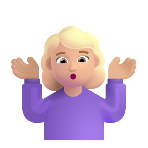 Woman Shrugging: Medium-Light Skin Tone on Microsoft 3D