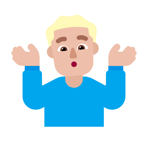 Man Shrugging: Medium-Light Skin Tone on Microsoft Fluent