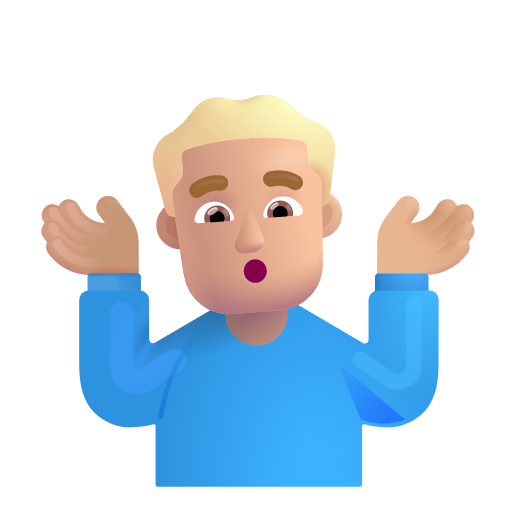 Man Shrugging: Medium-Light Skin Tone on Microsoft 3D