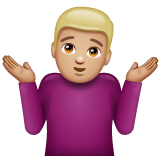 Man Shrugging: Medium-Light Skin Tone on WhatsApp