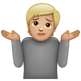 Shrug: Medium-Light Skin Tone on WhatsApp