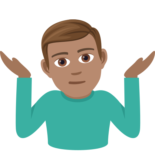 Man Shrugging: Medium Skin Tone on JoyPixels