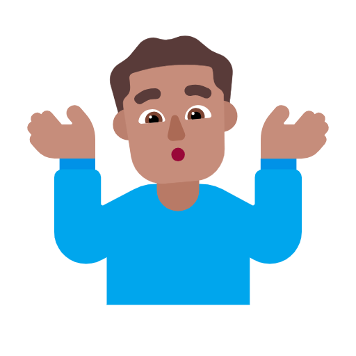 Man Shrugging: Medium Skin Tone on Microsoft Fluent