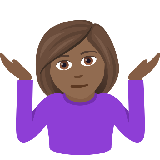 Woman Shrugging: Medium-Dark Skin Tone on JoyPixels