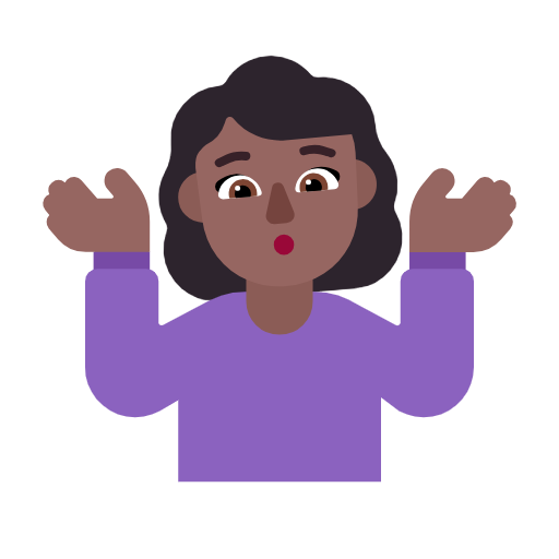 Woman Shrugging: Medium-Dark Skin Tone on Microsoft Fluent
