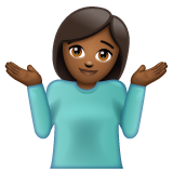 Woman Shrugging: Medium-Dark Skin Tone on WhatsApp