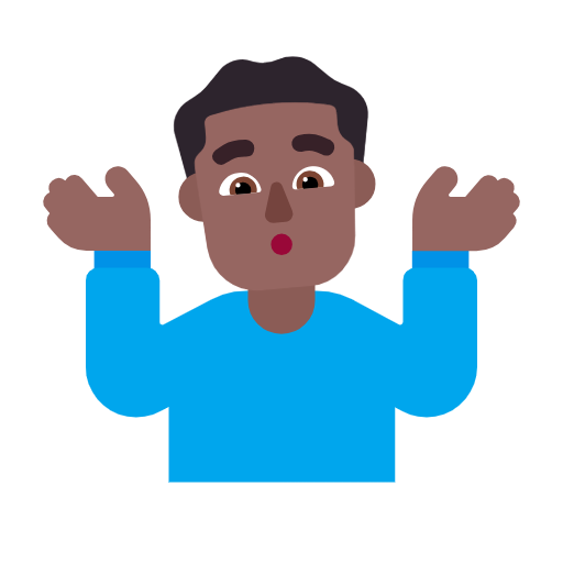 Man Shrugging: Medium-Dark Skin Tone on Microsoft Fluent
