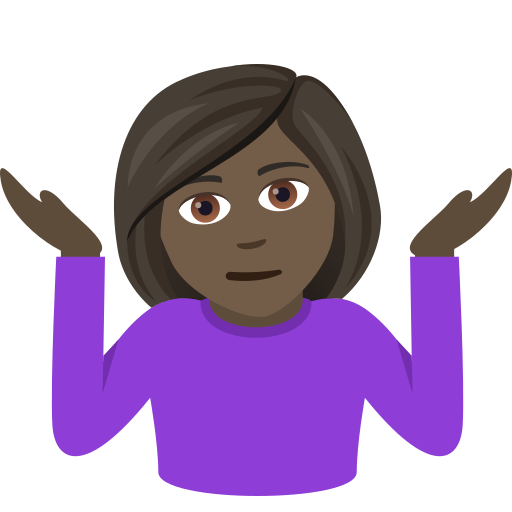 Woman Shrugging: Dark Skin Tone on JoyPixels
