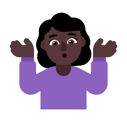 Woman Shrugging: Dark Skin Tone on Microsoft Fluent