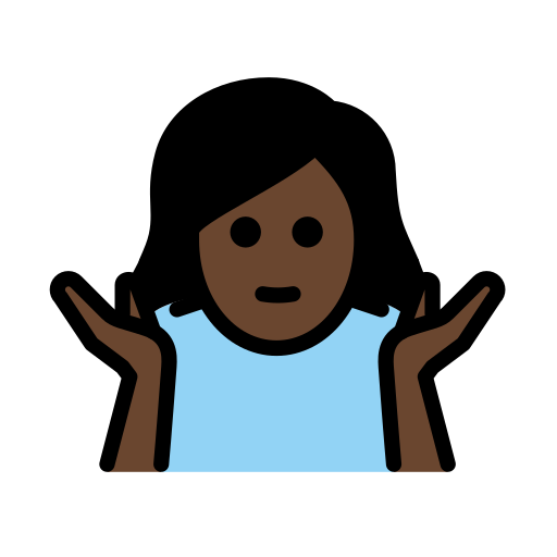Woman Shrugging: Dark Skin Tone on OpenMoji