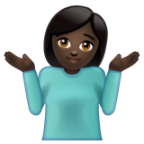 Woman Shrugging: Dark Skin Tone on WhatsApp