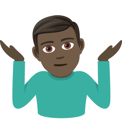 Man Shrugging: Dark Skin Tone on JoyPixels