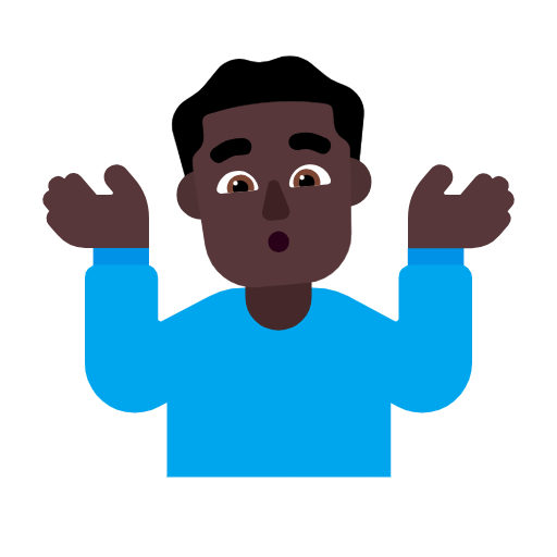 Man Shrugging: Dark Skin Tone on Microsoft Fluent