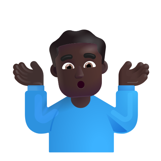 Man Shrugging: Dark Skin Tone on Microsoft 3D