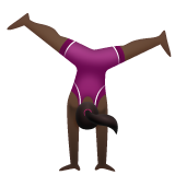 Woman Cartwheeling: Dark Skin Tone on WhatsApp