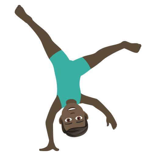 Man Cartwheeling: Dark Skin Tone on JoyPixels