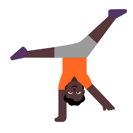 Person Doing Cartwheel: Dark Skin Tone on Microsoft Fluent