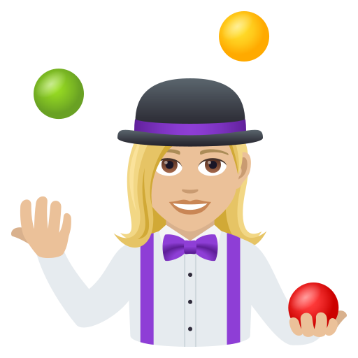 Woman Juggling: Medium-Light Skin Tone on JoyPixels