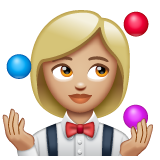 Woman Juggling: Medium-Light Skin Tone on WhatsApp