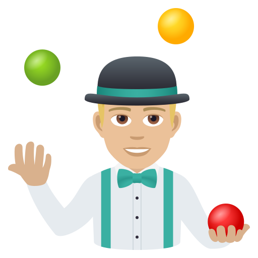 Man Juggling: Medium-Light Skin Tone on JoyPixels