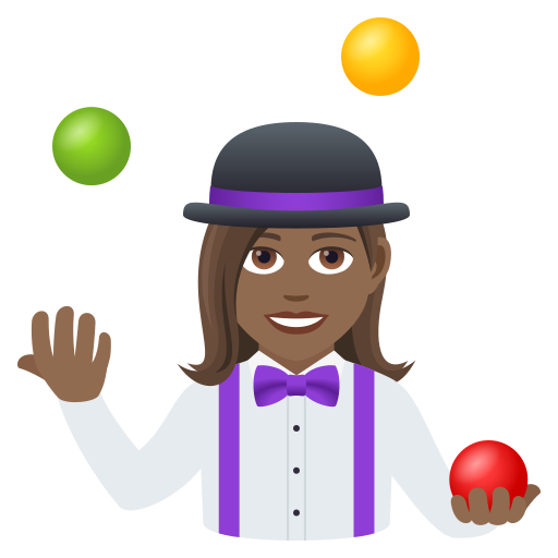 Woman Juggling: Medium-Dark Skin Tone on JoyPixels