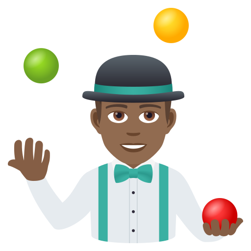 Man Juggling: Medium-Dark Skin Tone on JoyPixels