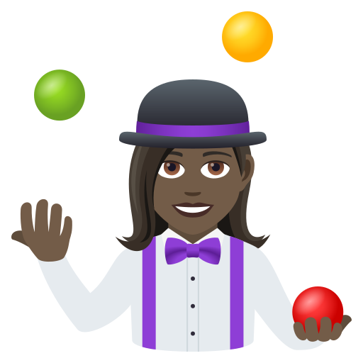 Woman Juggling: Dark Skin Tone on JoyPixels
