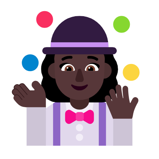 Woman Juggling: Dark Skin Tone on Microsoft Fluent