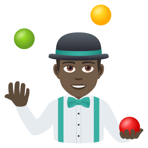 Man Juggling: Dark Skin Tone on JoyPixels