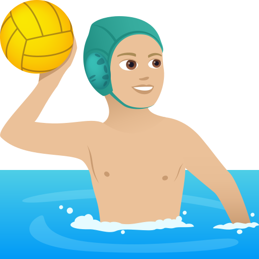 Man Playing Water Polo: Medium-Light Skin Tone on JoyPixels
