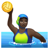 Woman Playing Water Polo: Dark Skin Tone on WhatsApp