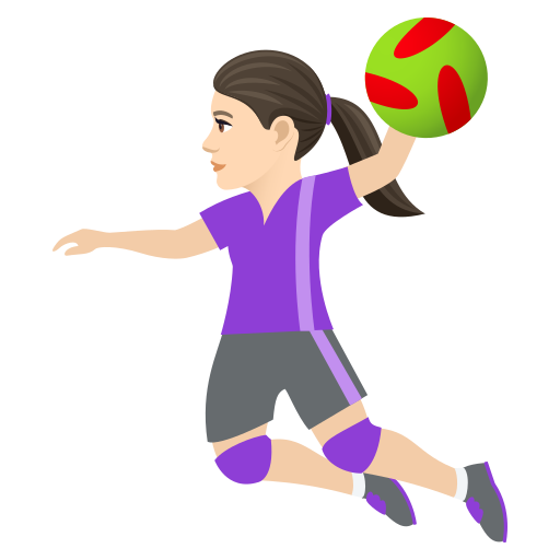 Woman Playing Handball: Light Skin Tone on JoyPixels