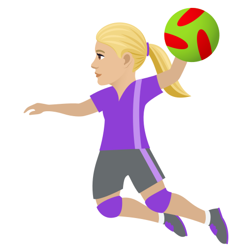Woman Playing Handball: Medium-Light Skin Tone on JoyPixels