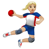 Woman Playing Handball: Medium-Light Skin Tone on WhatsApp