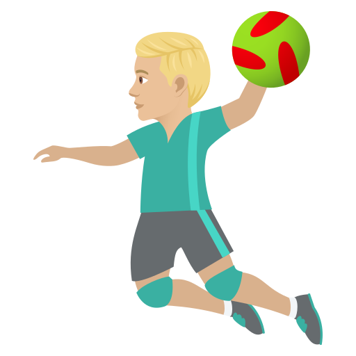Man Playing Handball: Medium-Light Skin Tone on JoyPixels