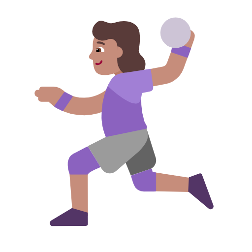 Woman Playing Handball: Medium Skin Tone on Microsoft Fluent