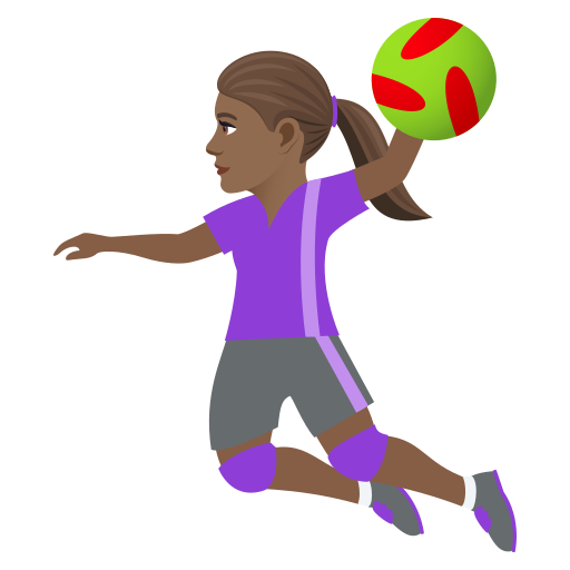 Woman Playing Handball: Medium-Dark Skin Tone on JoyPixels