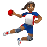 Woman Playing Handball: Medium-Dark Skin Tone on WhatsApp