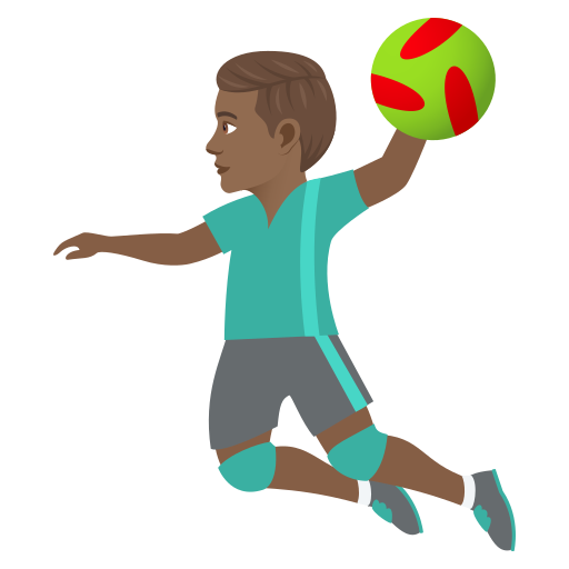 Man Playing Handball: Medium-Dark Skin Tone on JoyPixels