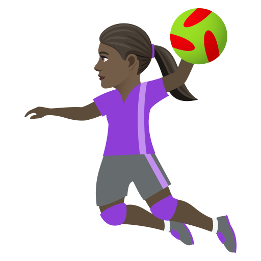 Woman Playing Handball: Dark Skin Tone on JoyPixels