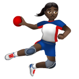 Woman Playing Handball: Dark Skin Tone on WhatsApp